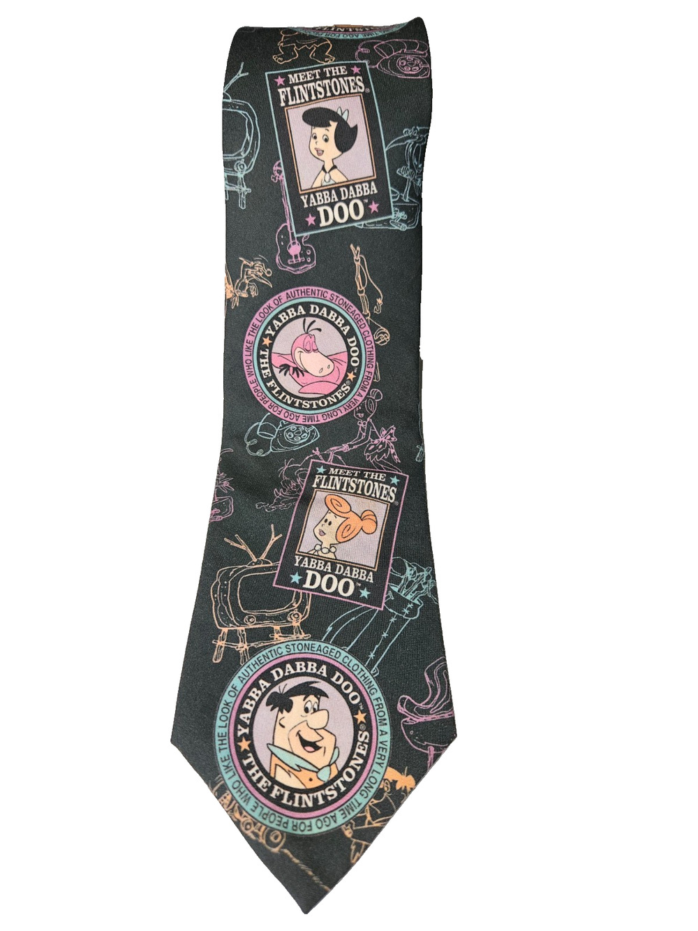 Vintage Ralph Marlin Flintstones Necktie 1993 Hanna Barbera Mens 57" Tie